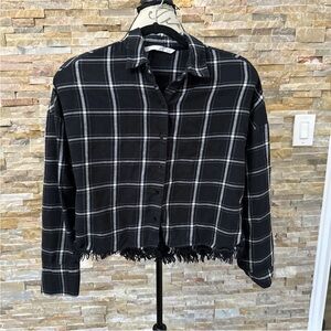 Zara Black and White Checkered Button Down Shirt